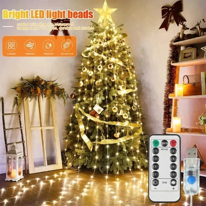 Outdoor Power For Xmas Lights - USB Powered 200LED Star Waterfall Fairy
