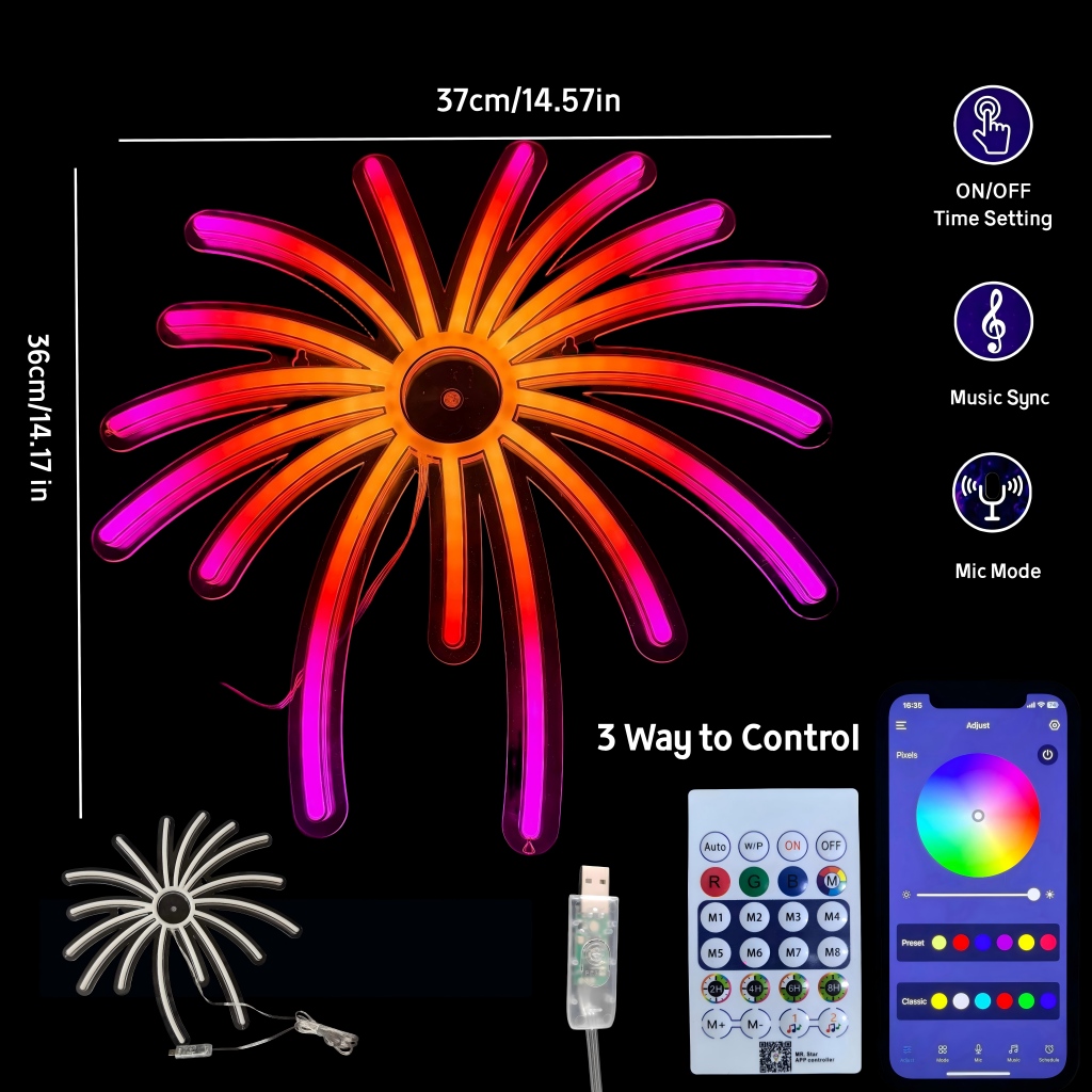 RGB Fireworks Neon Sign LED Li - Outdoor Power For Xmas Lights ulasan dan harga