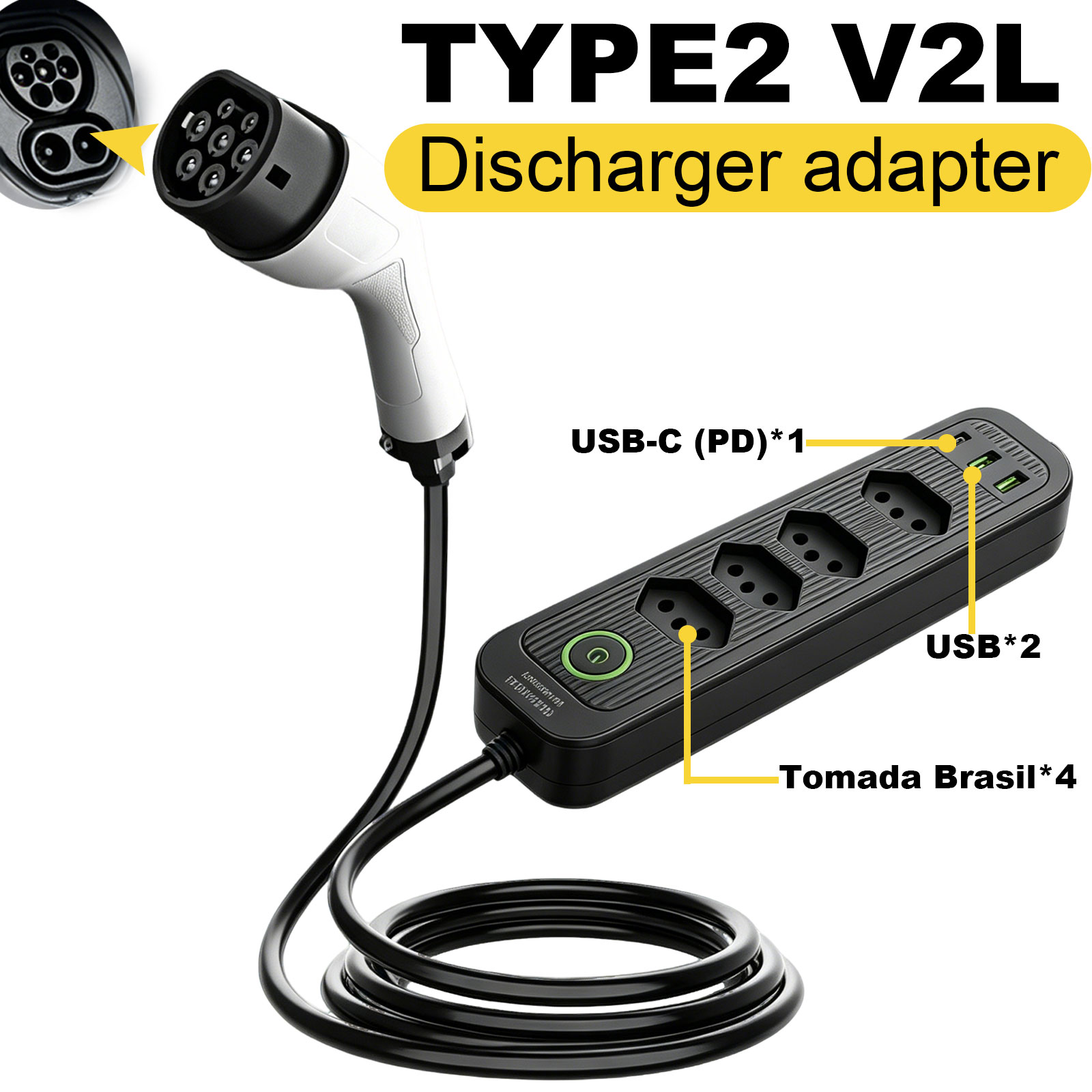 Type2 V2L Discharge Adapter 16 - Outdoor Powerwall ulasan dan harga