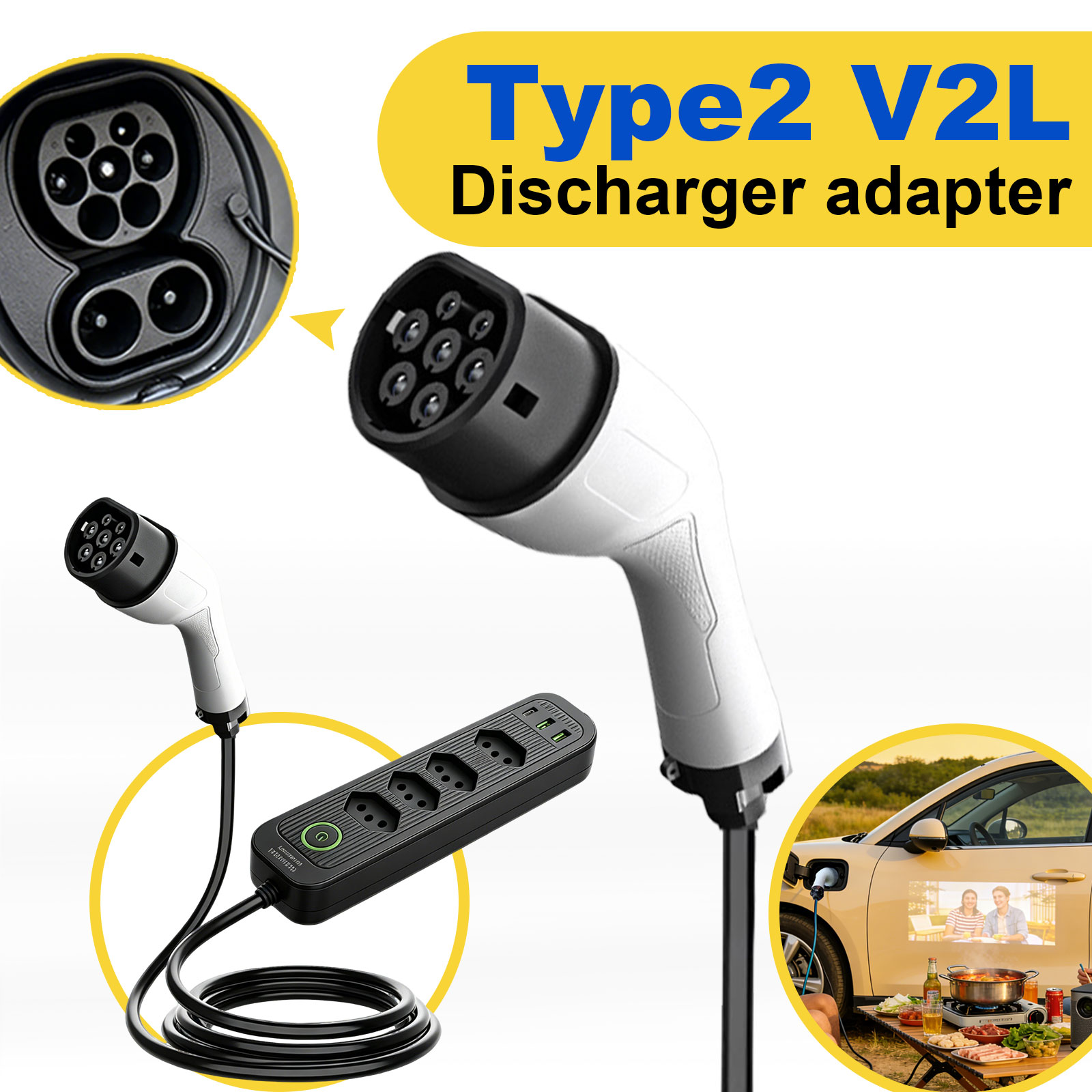 Type2 V2L Discharge Adapter 16 - Outdoor Powerwall ulasan dan harga