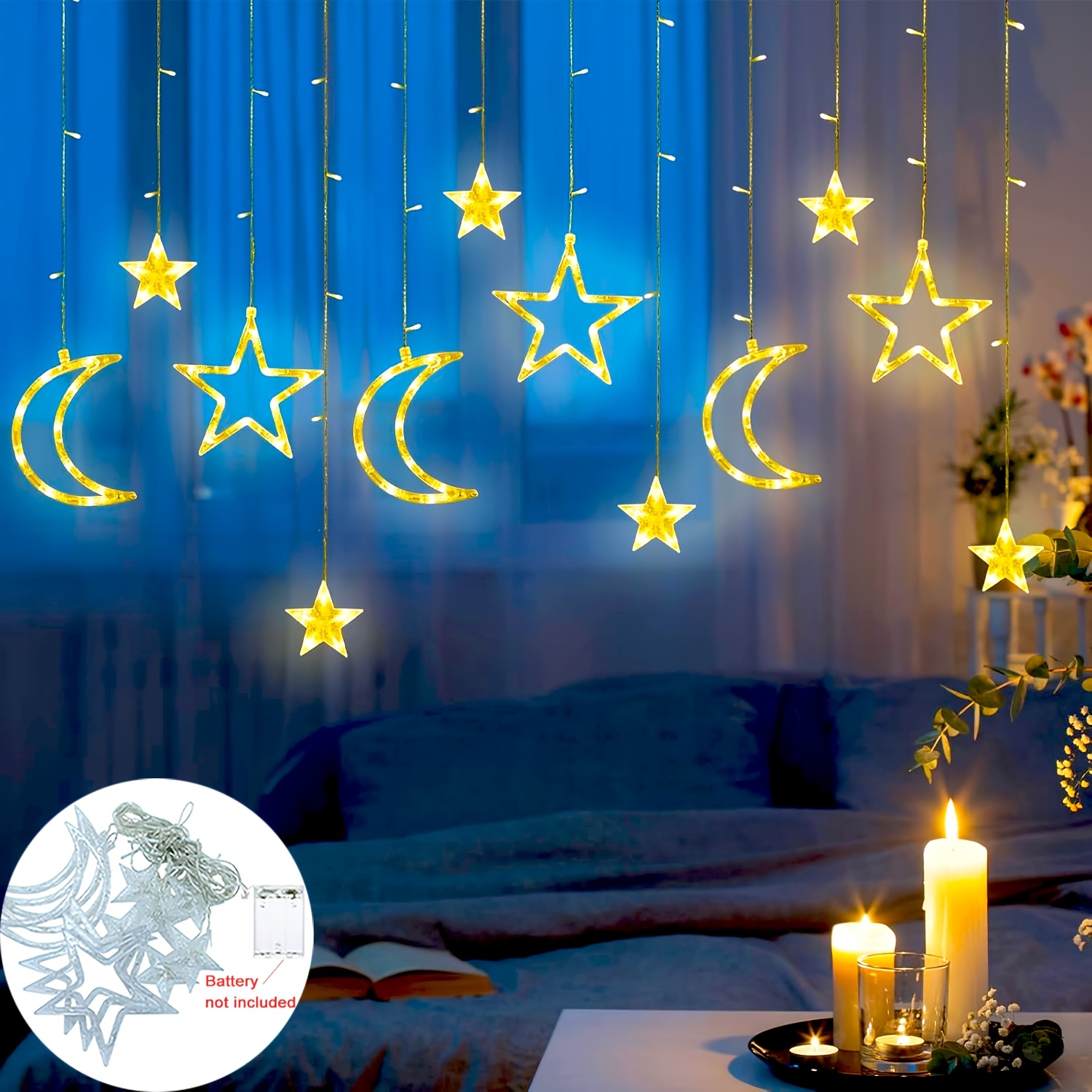 3.5m Star Moon LED Curtain Str - Outdoor Power For Xmas Lights ulasan dan harga