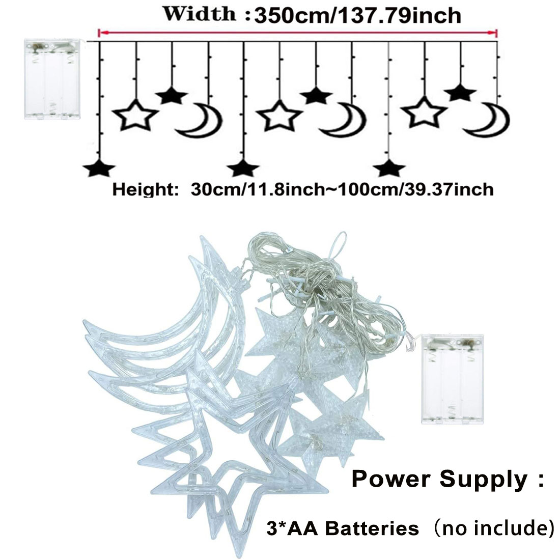 3.5m Star Moon LED Curtain Str - Outdoor Power For Xmas Lights ulasan dan harga