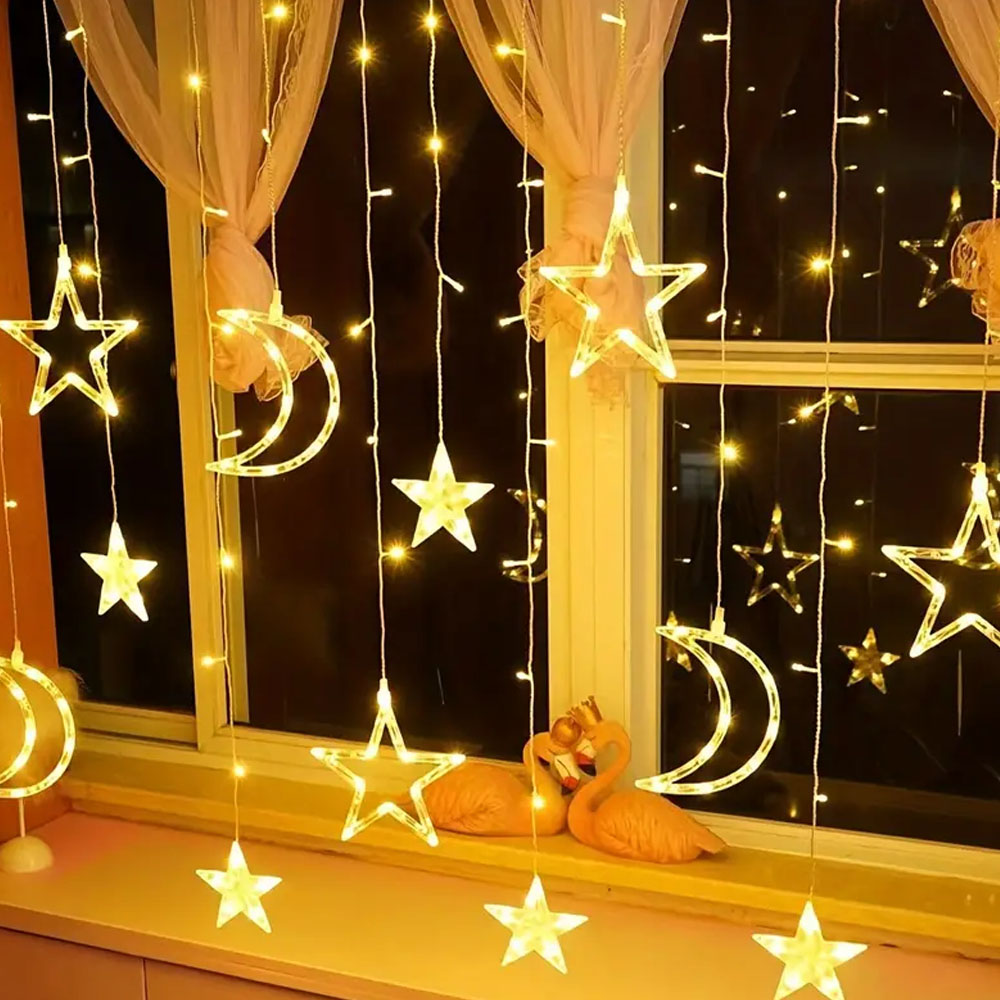3.5m Star Moon LED Curtain Str - Outdoor Power For Xmas Lights ulasan dan harga