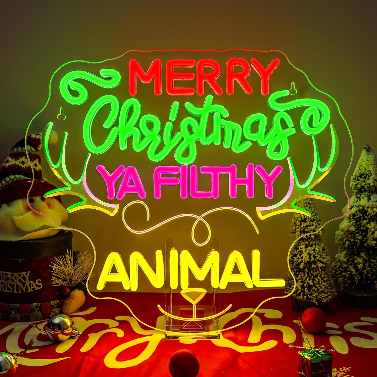 Reindeer Christmas Neon Sign U - Outdoor Power For Xmas Lights ulasan dan harga