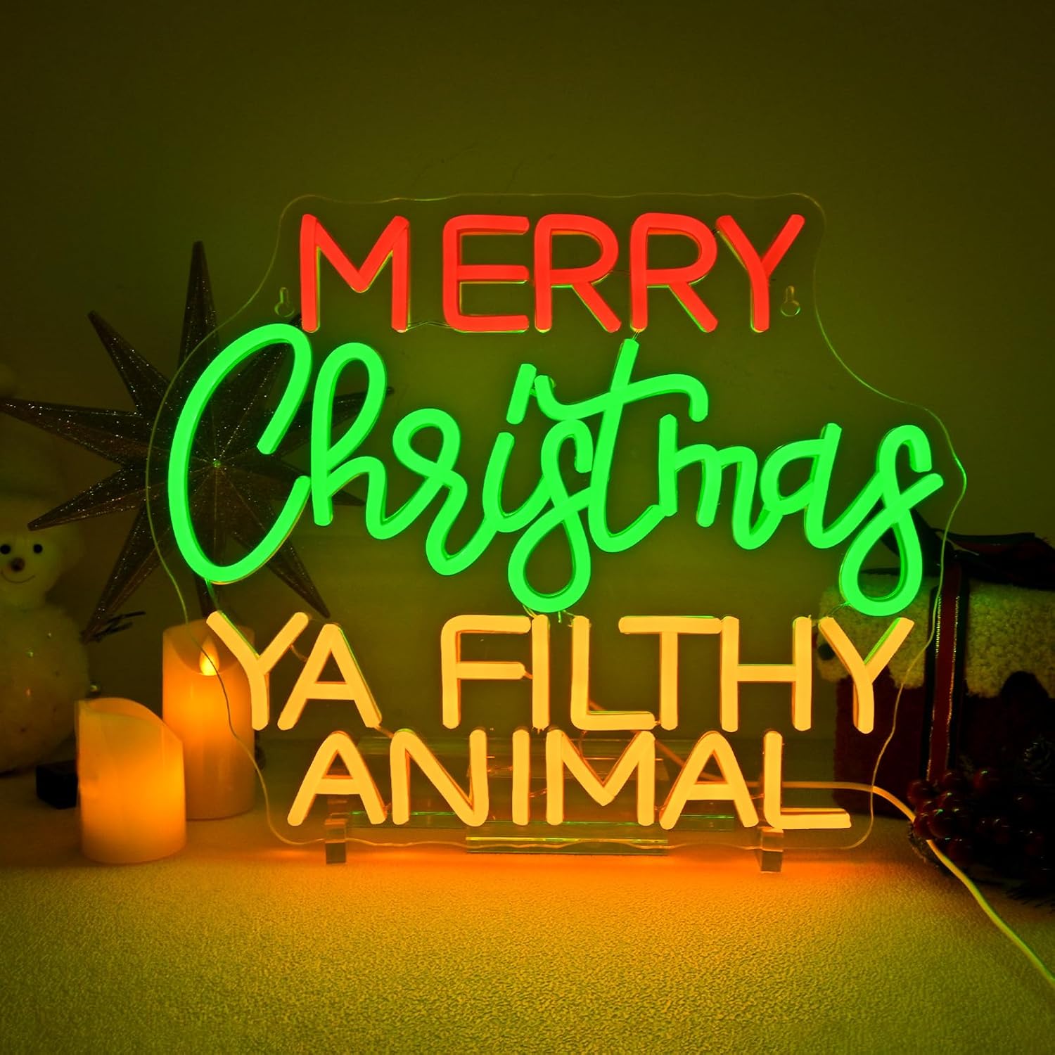 Reindeer Christmas Neon Sign U - Outdoor Power For Xmas Lights ulasan dan harga