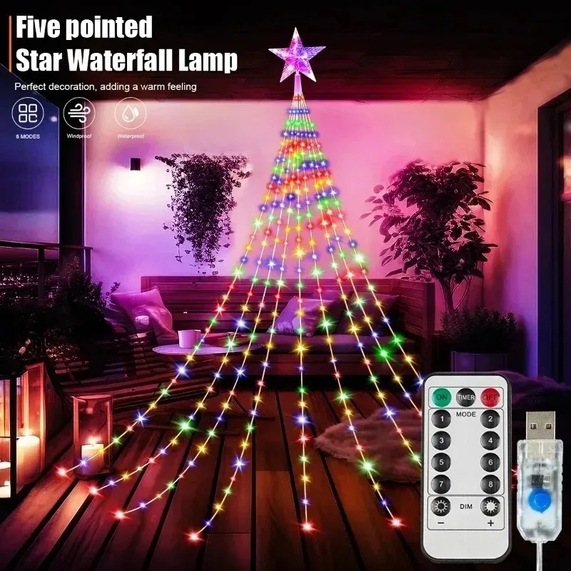 USB Powered 200LED Star Waterf - Outdoor Power For Xmas Lights ulasan dan harga